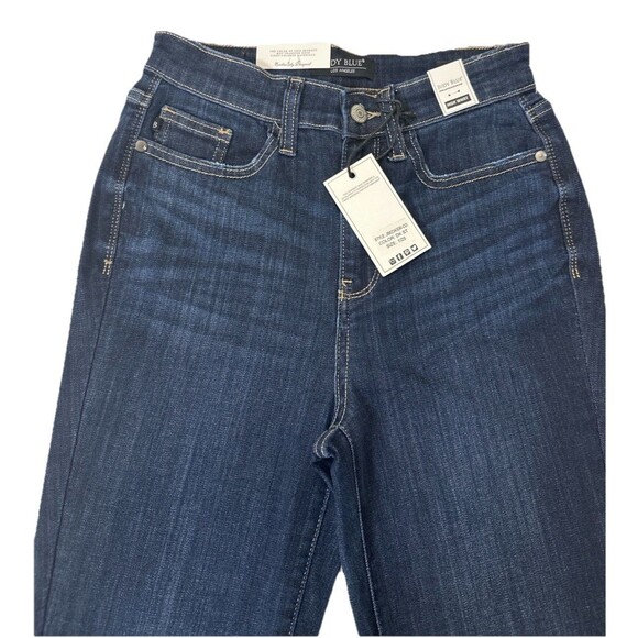 Judy Blue High Waist Flare Jeans Women’s Sz  1/25 Dark Wash Raw Hem Stretch NWT - Picture 6 of 12
